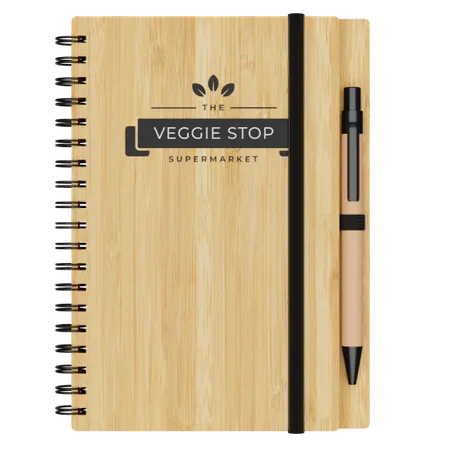Small Engraved Bamboo Notebook & Pen